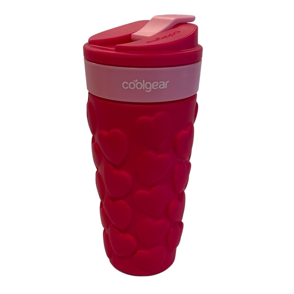 CoolGear‎ Soft Foam Pink Heart 20oz Tumbler Water Bottle NWT